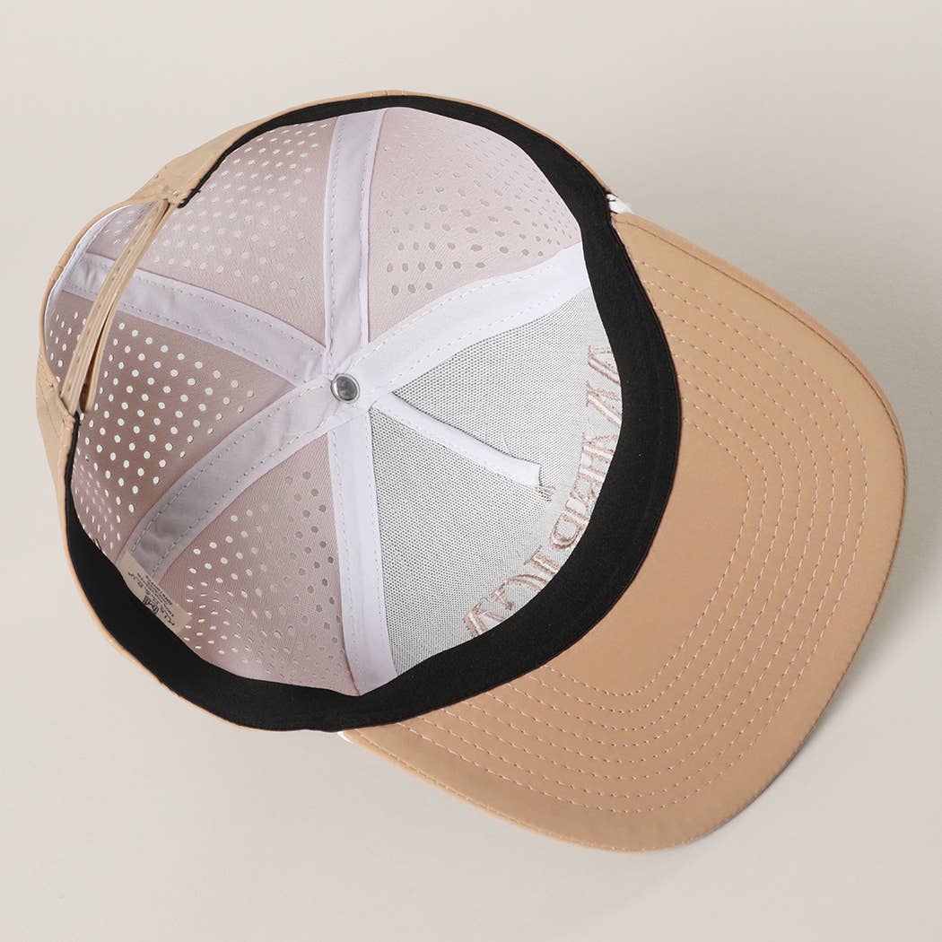 AMERICA Embroidered Premium Materials Trucker Hat: SAND / One Size