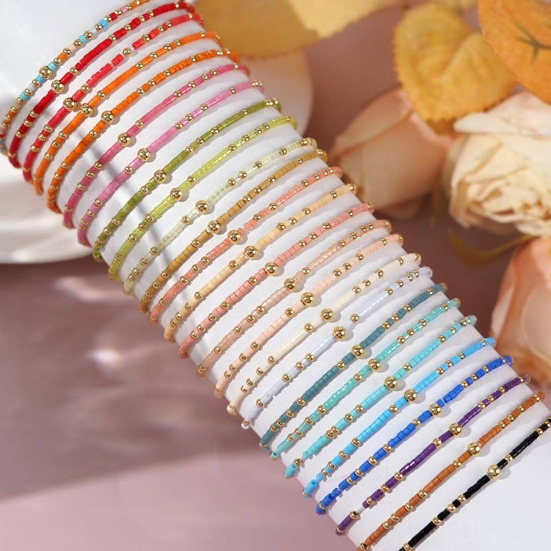 BOHO COLORFUL BALL BEADED BRACELET | 40B5178: PEACH