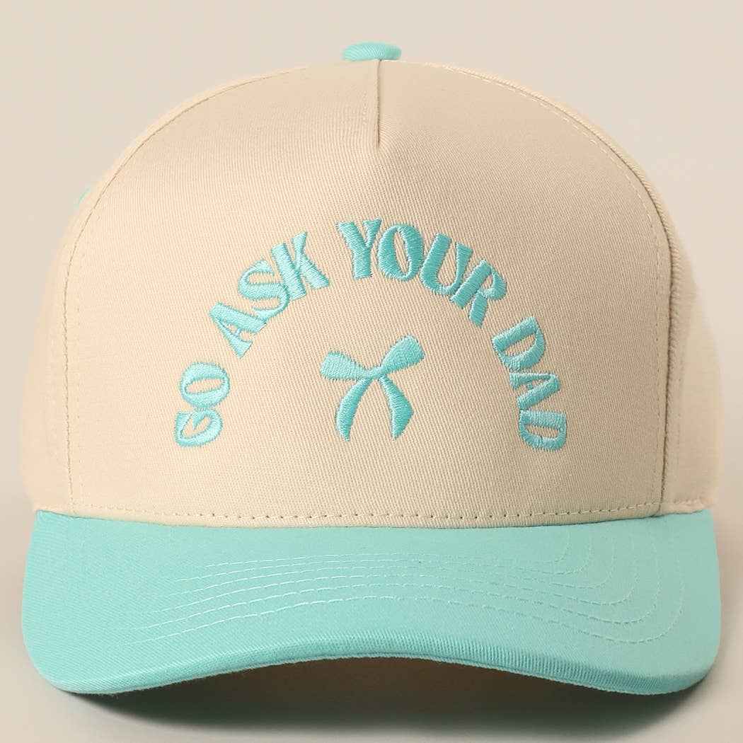 GO ASK YOUR DAD Embroidery Two-Tone Trucker Hat: DENIM / One Size