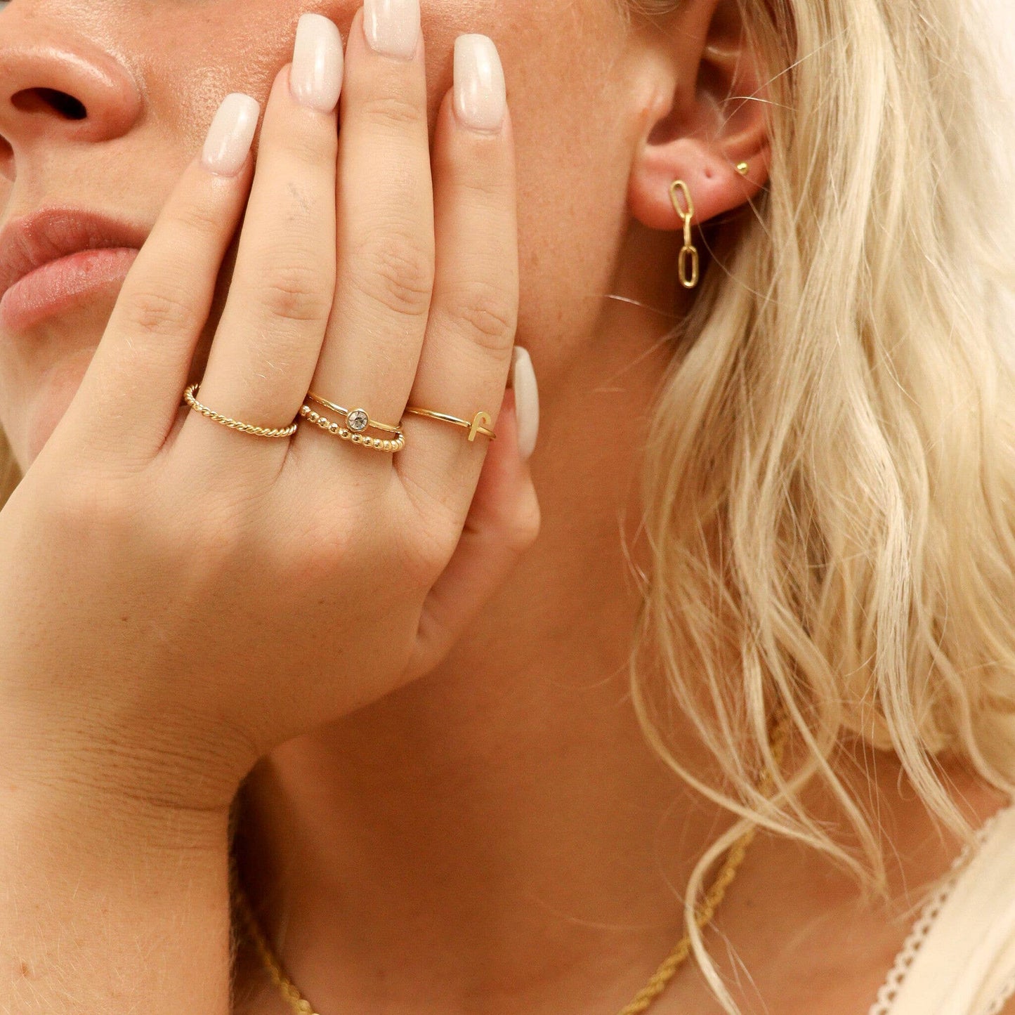Stainless Steel Braided Stacking Ring - Hypoallergenic: Gold / 5