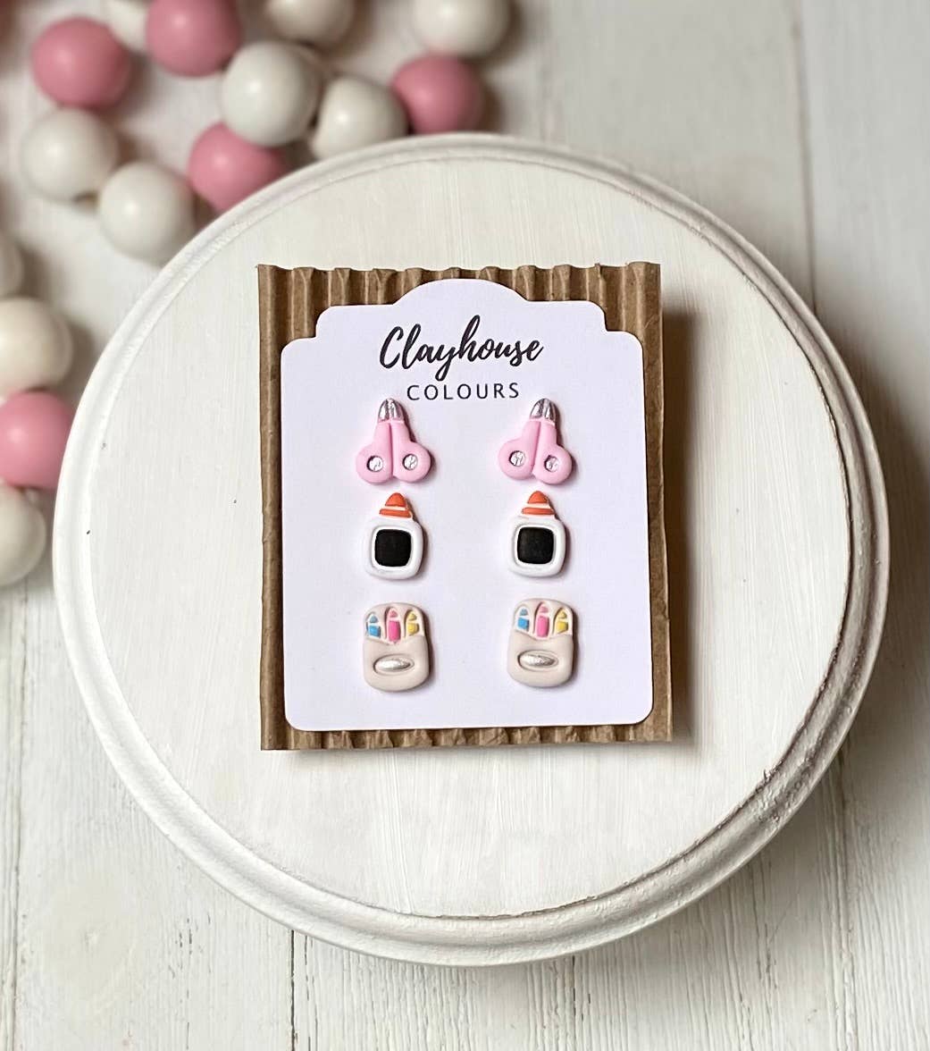 School Bow Earrings | Teacher Earrings : Pencil Bow with Heart Top