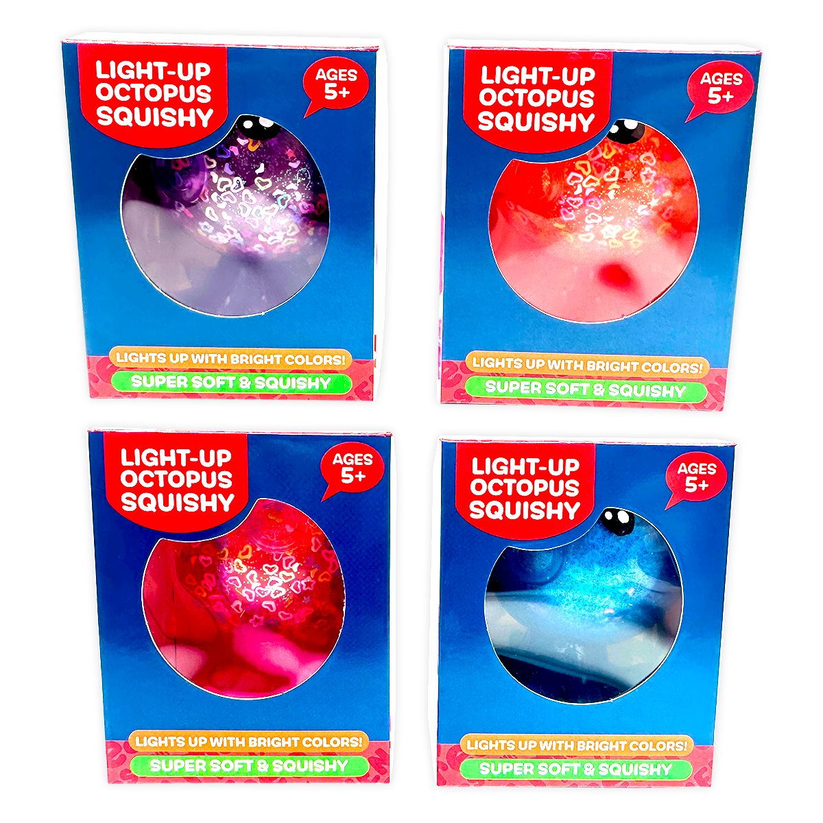 So Much Fun! Squishy Light Up Octopus Boxed Toy - 12/Display: Wholesale Price