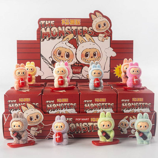 Flocking cute monster Ornaments Gift Blind Box-12pcs: Coke
