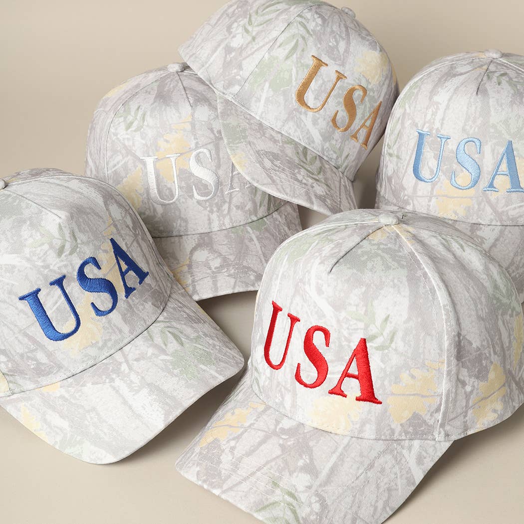 USA Letter Embroidery Camo Print Baseball Cap: BEIGE CAMO-BEIGE / ONE SIZE