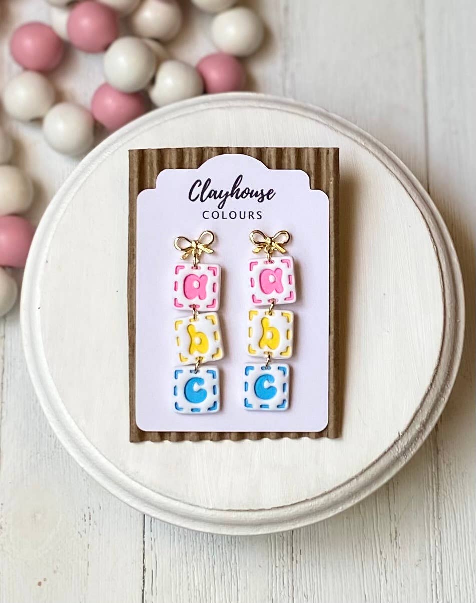 School Bow Earrings | Teacher Earrings : Pencil Bow with Heart Top
