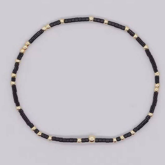 BOHO COLORFUL BALL BEADED BRACELET | 40B5178: Black