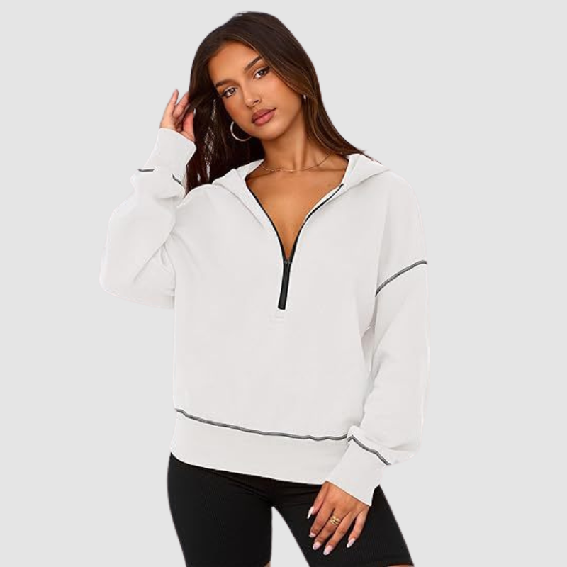 Wholesale pullover hooded half-zip sweatshirt: Grey / S