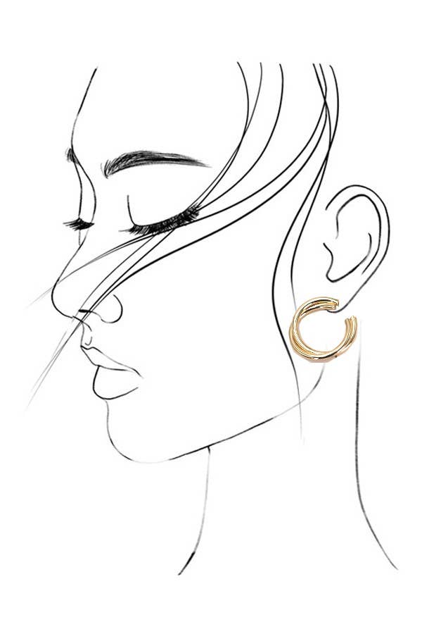 MULTI STYLE TWIST HOOP SET EARRINGS | 31E03738: Gold
