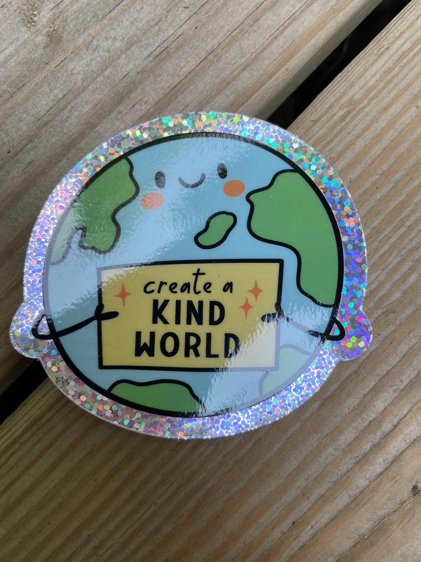 Create A Kind World Vinyl Sticker, 3" x 2.8: No Packaging / Matte