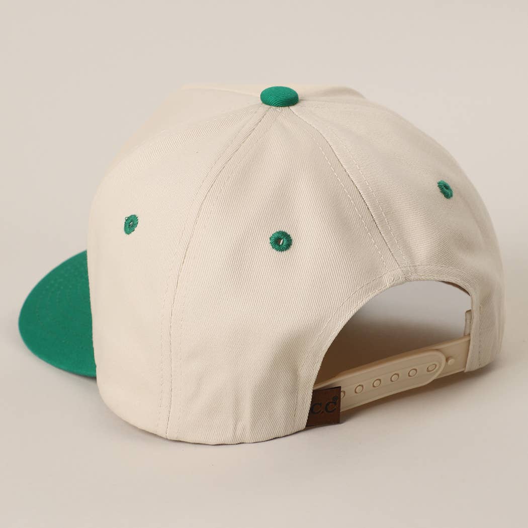 Margs Embroidered Canvas Two-Tone Trucker Hat: BUTTER YELLOW / One Size