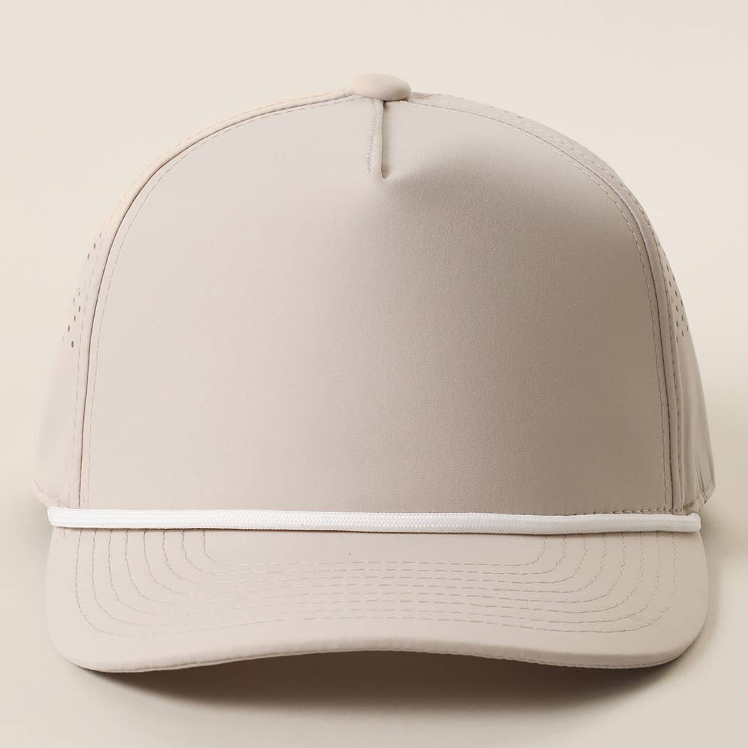 Solid Color 5 Panel Premium Materials Trucker Hat: PUTTY / ONE SIZE