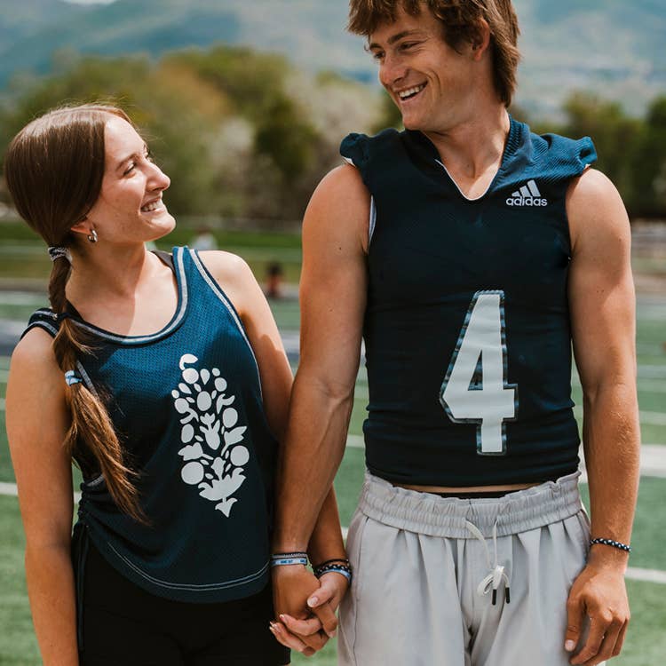 "Game Day" Navy/Gray Hair Tie Bracelets : Large
