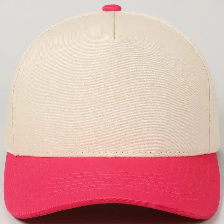 Kids Plain Two Tone Canvas Cotton Baseball Cap : SKY BLUE / ONE SIZE