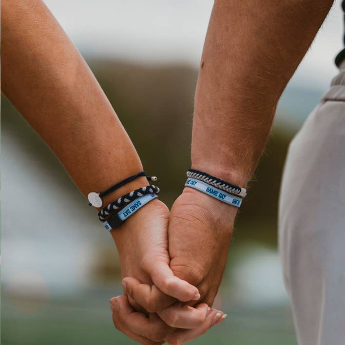"Game Day" Navy/Gray Hair Tie Bracelets : Large