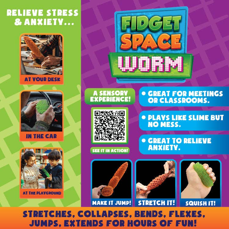 Fidget Space Worm Toy Assortment Boxed - 12/Display: Wholesale Price