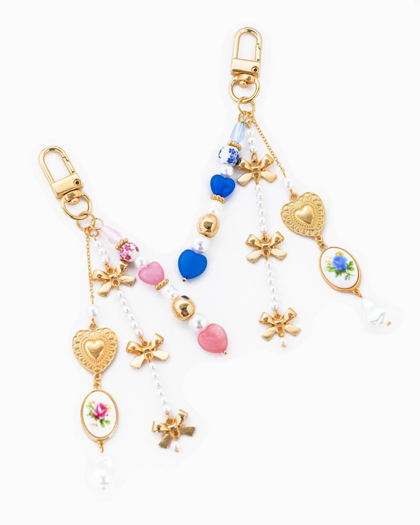 Romantic Ceramic and Bow Charm Bag Charm: Pink