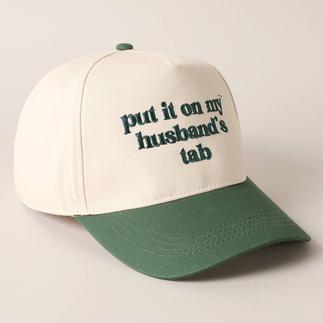 Put it on my husband's tab Embroidery Canvas Cap: Pink / ONE SIZE