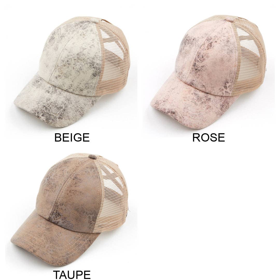 CC Faux Leather Pony Cap | Criss-Cross ( BT-923 ): Rose