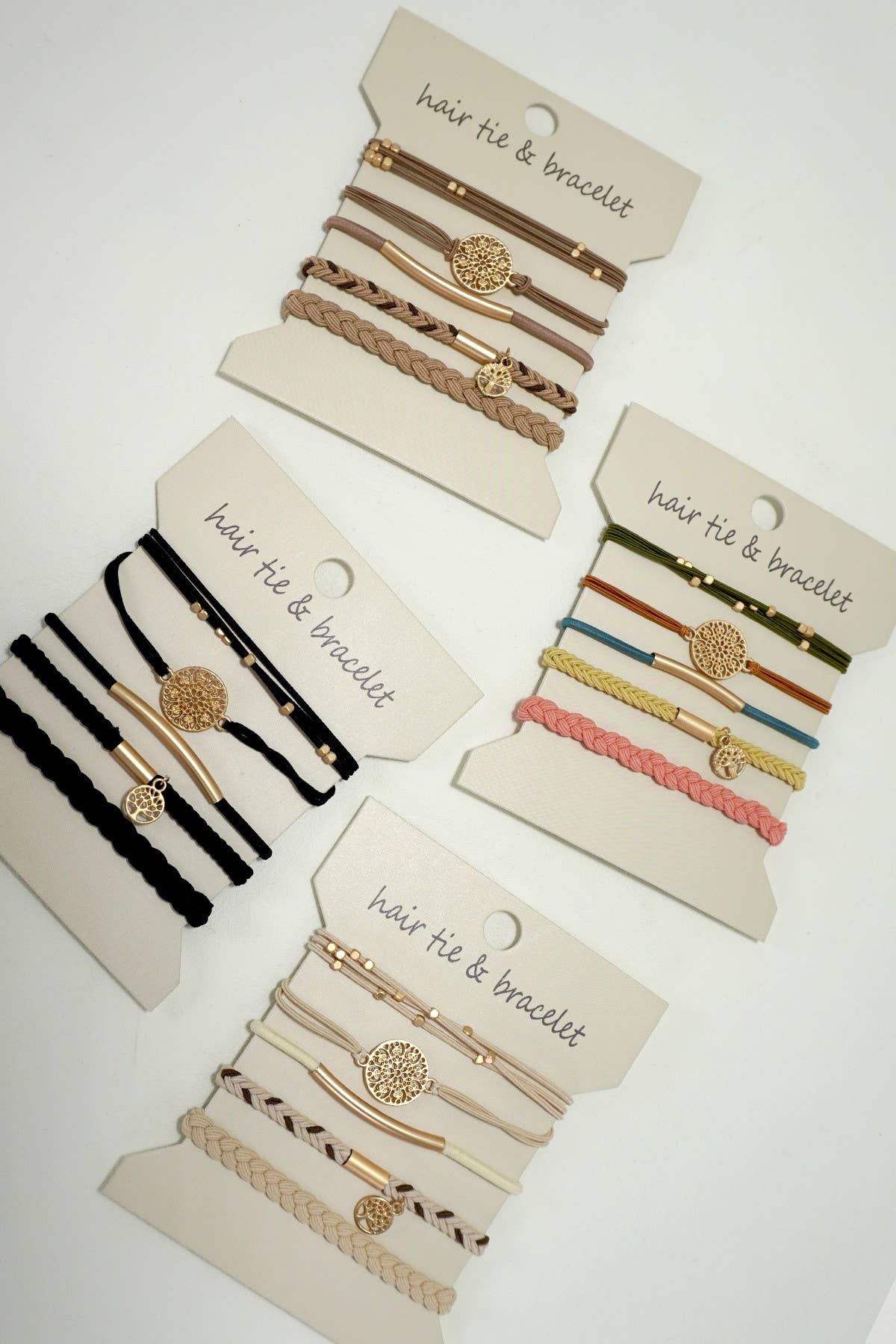 BOHO DUAL FUNCTION KNOT BRACELET HAIR TIES | 40BH100: Off White