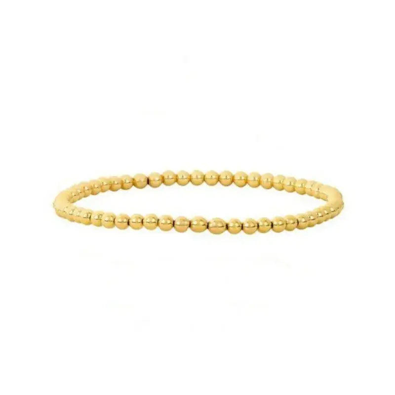 18K Gold Plated Copper Pearl and Gold Beaded Ball Bracelet: Small Pearls