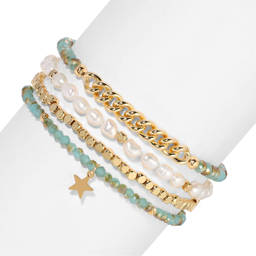 Baroque Pearls and Sand & Sea Crystal Bracelet Set/4