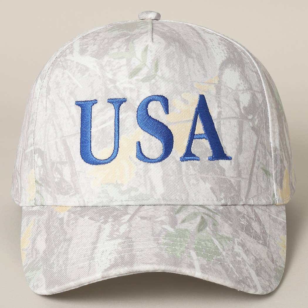 USA Letter Embroidery Camo Print Baseball Cap: BEIGE CAMO-BEIGE / ONE SIZE