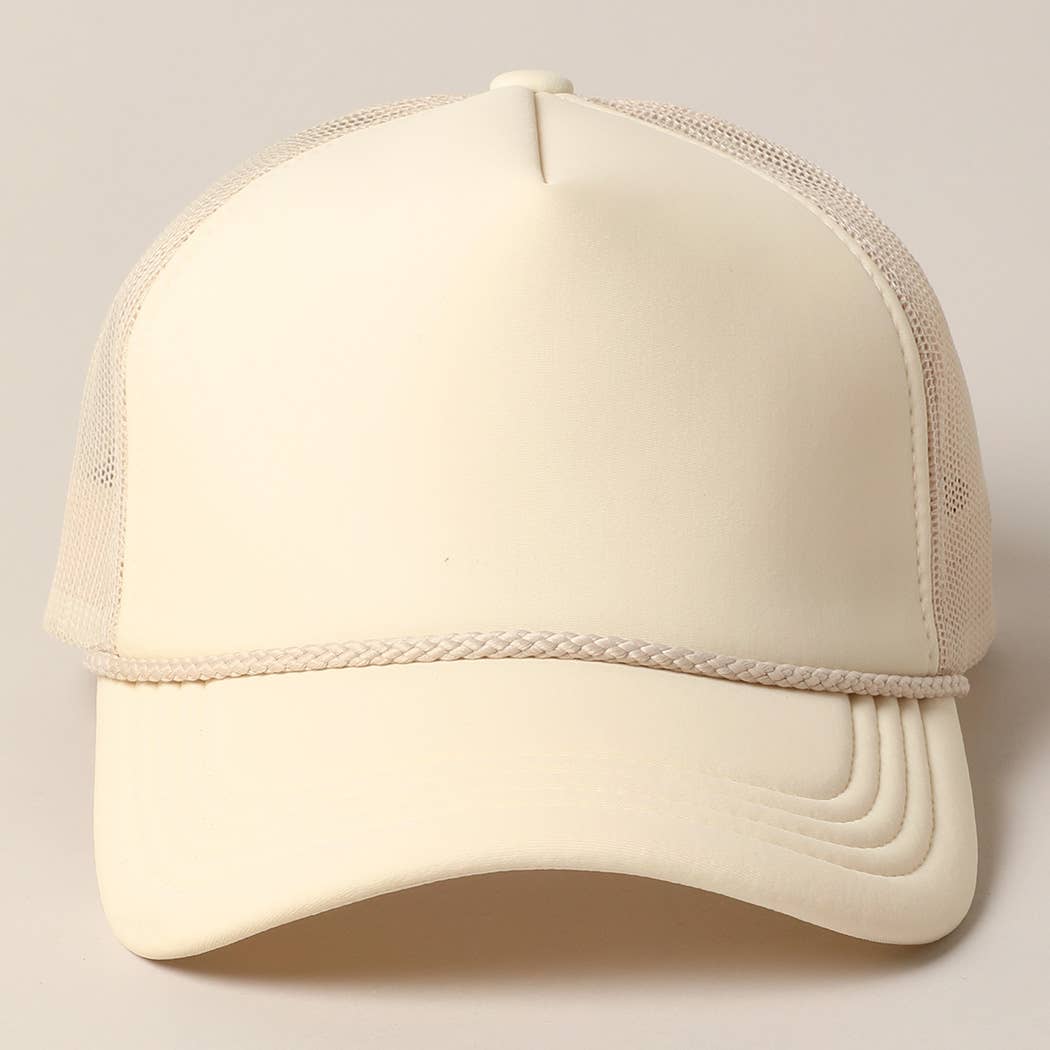 Plain Foam Rope Mesh Back Trucker Hat : ROSE-STN / ONESIZE