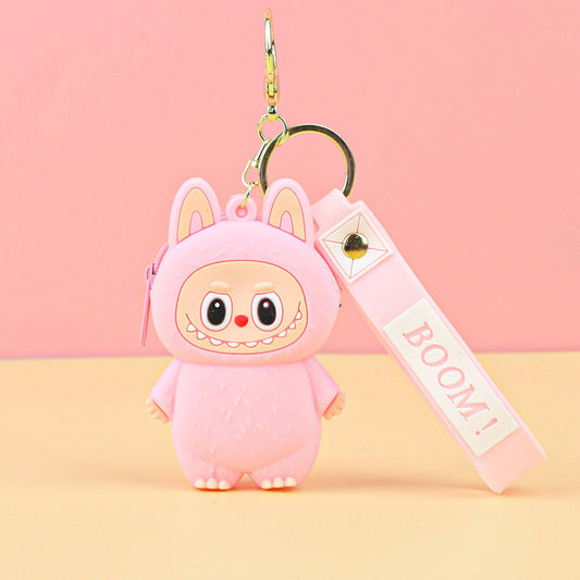 Labubu cute key chain coin purse labubu gift: Pink