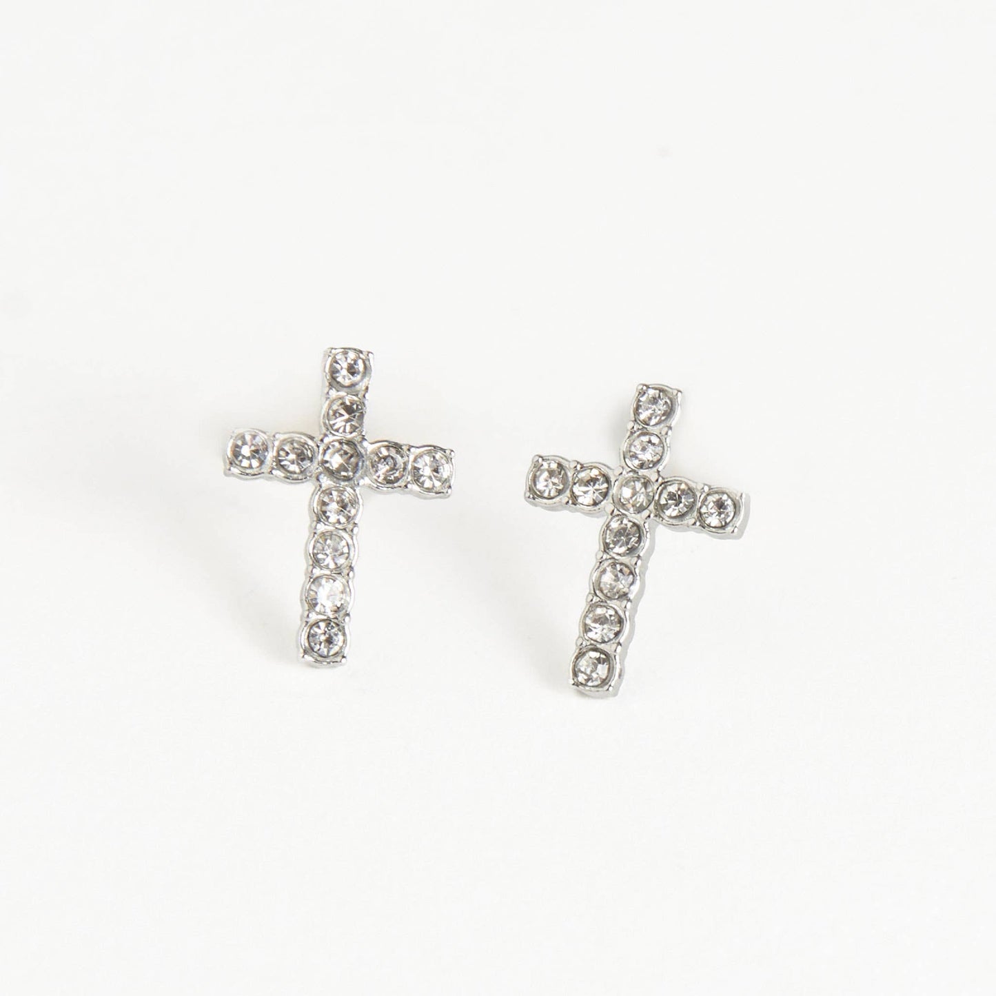 Waterproof Earrings Pave Cross Stud Gold & Steel Narelle: Gold