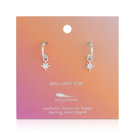 Hoops with Drop - Starburst (silver) - BRILLIANT