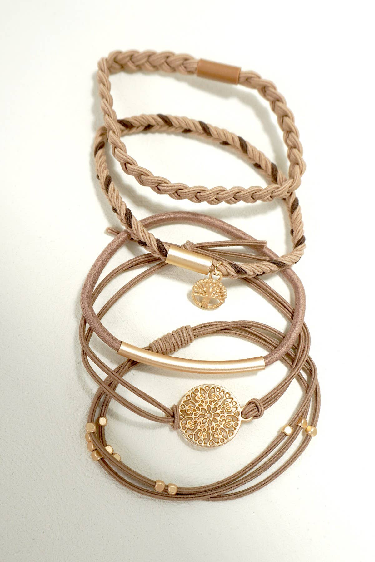 BOHO DUAL FUNCTION KNOT BRACELET HAIR TIES | 40BH100: Pink