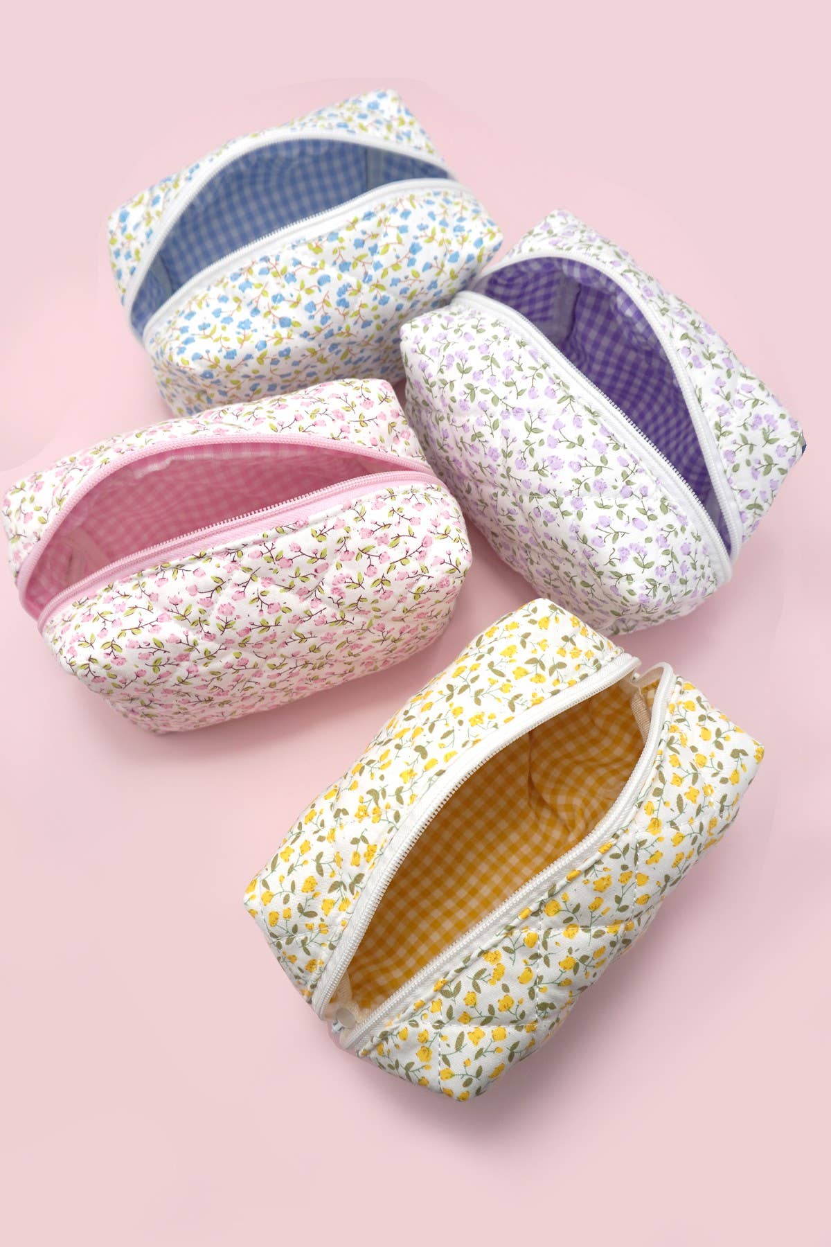 DITSY QUILTED COTTON FLORAL COSMETIC POUCH BAG | 40P557: Pink