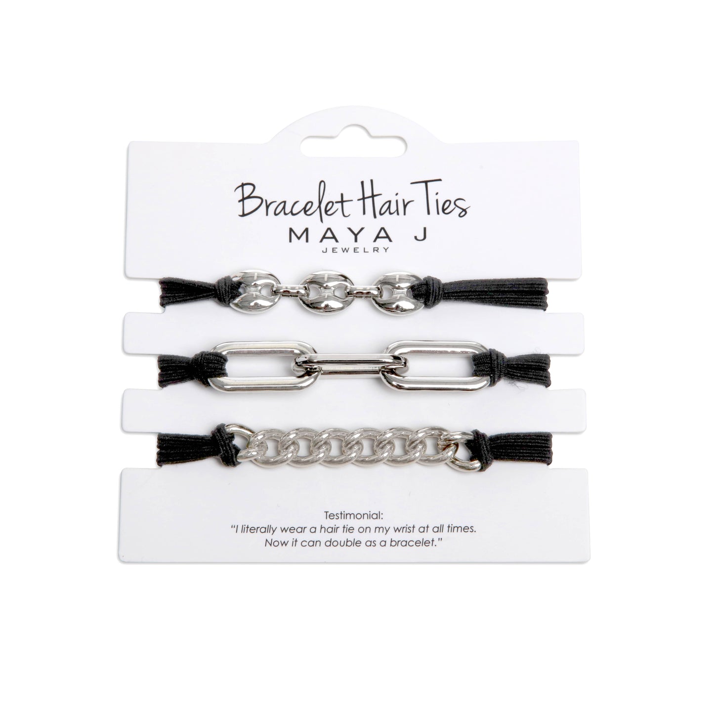 2-in-1 Bracelet Hair Tie Set - Classic - 3 Pc Set - 10 Pack: Yellow w/ Beige Band - Option 2