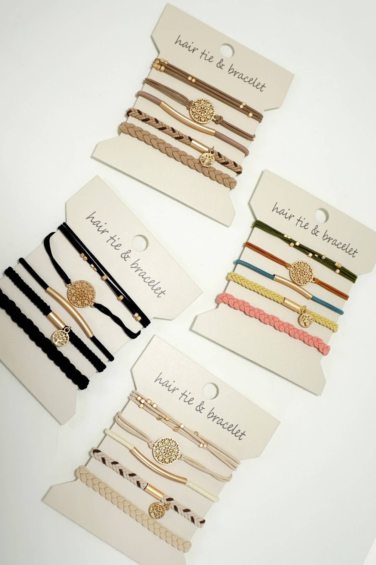 BOHO DUAL FUNCTION KNOT BRACELET HAIR TIES | 40BH100: Off White