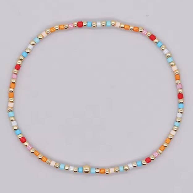 BOHO COLORFUL BALL BEADED BRACELET | 40B5178: OFF WHITE