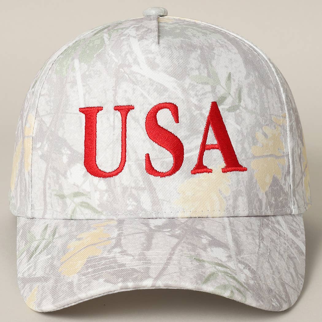USA Letter Embroidery Camo Print Baseball Cap: BEIGE CAMO-BEIGE / ONE SIZE