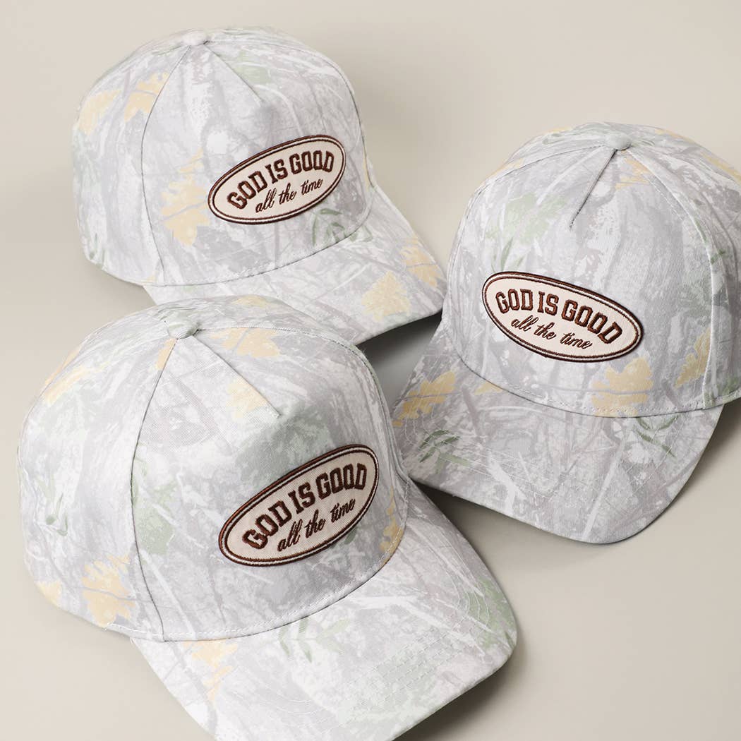 GOD IS GOOD All The Time Patch Camo Baseball Cap: CAMO / One Size