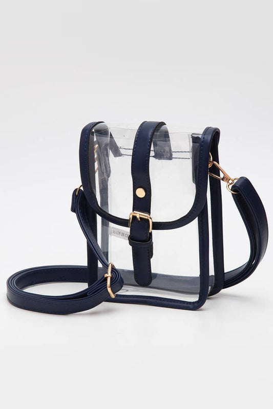 Clear Cross Body Stadium Concert Transparent Handbag: Navy