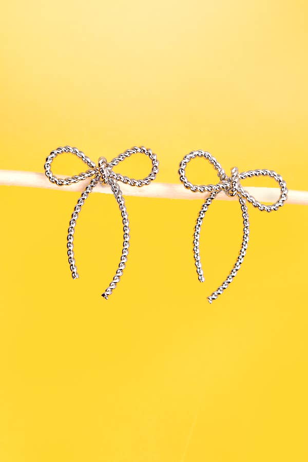 ROPE BOW DESIGN STUD EARRINGS | 10E3063007: GOLD