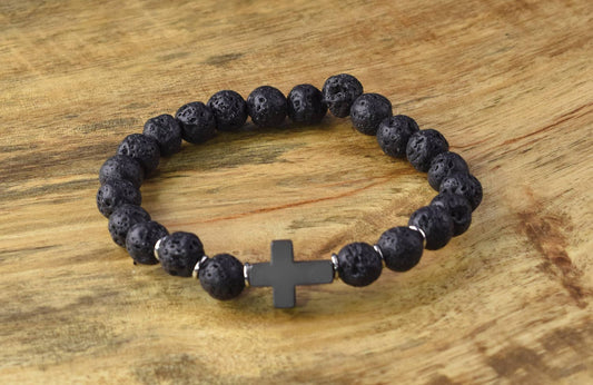 Cross/Blk Bead - Eden Merry Bracelet