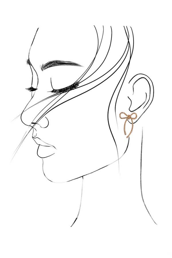 ROPE BOW DESIGN STUD EARRINGS | 10E3063007: GOLD