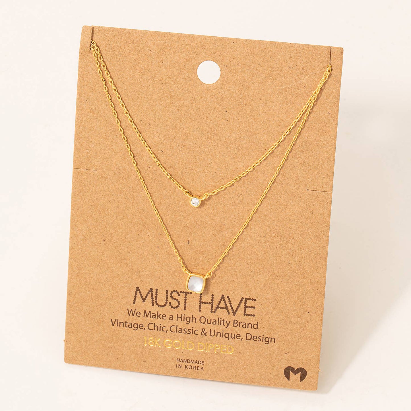 Square And Circle Pendant Necklace: MI