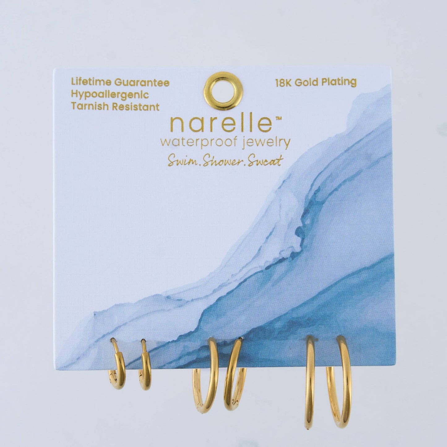 Narelle Waterproof Classic Hoop Earring Trio: Yellow Gold
