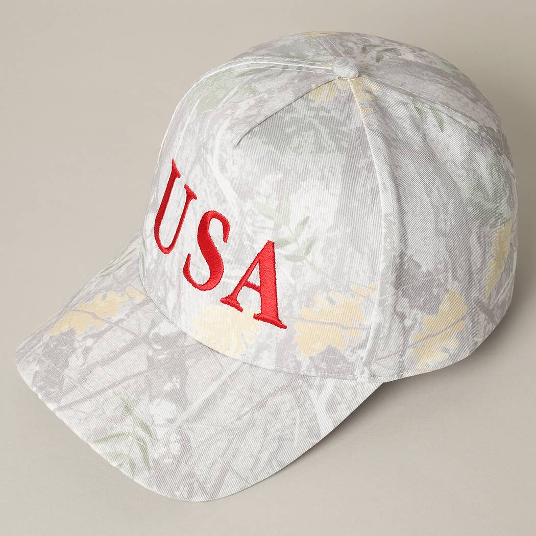 USA Letter Embroidery Camo Print Baseball Cap: BEIGE CAMO-BEIGE / ONE SIZE