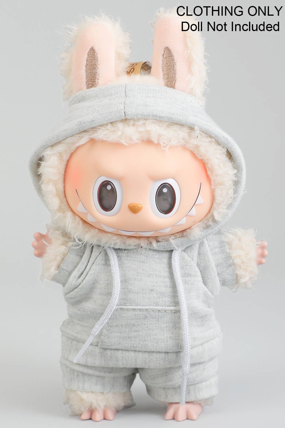 TWO PIECE HOODIE AND SHORTS LABUBU OUTFIT ONLY: WHITE / 1 SIZE