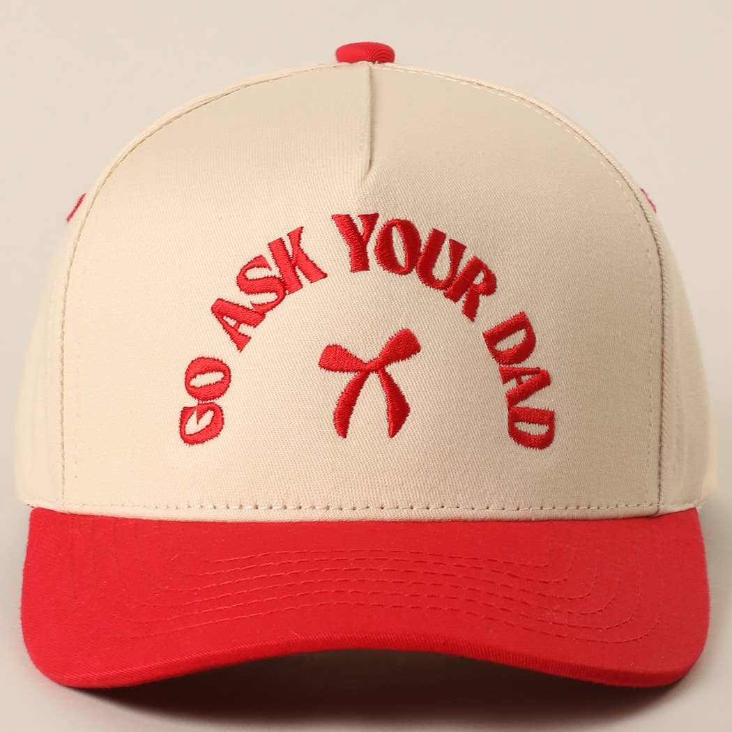 GO ASK YOUR DAD Embroidery Two-Tone Trucker Hat: DENIM / One Size