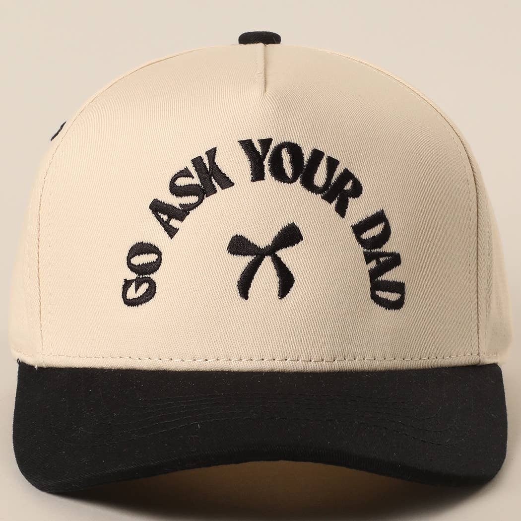 GO ASK YOUR DAD Embroidery Two-Tone Trucker Hat: DENIM / One Size
