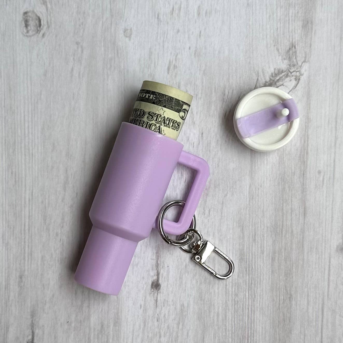 Mini Tumbler Keychain Carry Storage Container Lilac