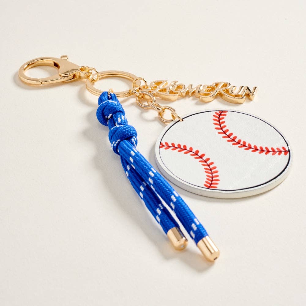 7 Inch Leather Baseball Homerun Charm Keychain Bag Charm: Blue / ONE