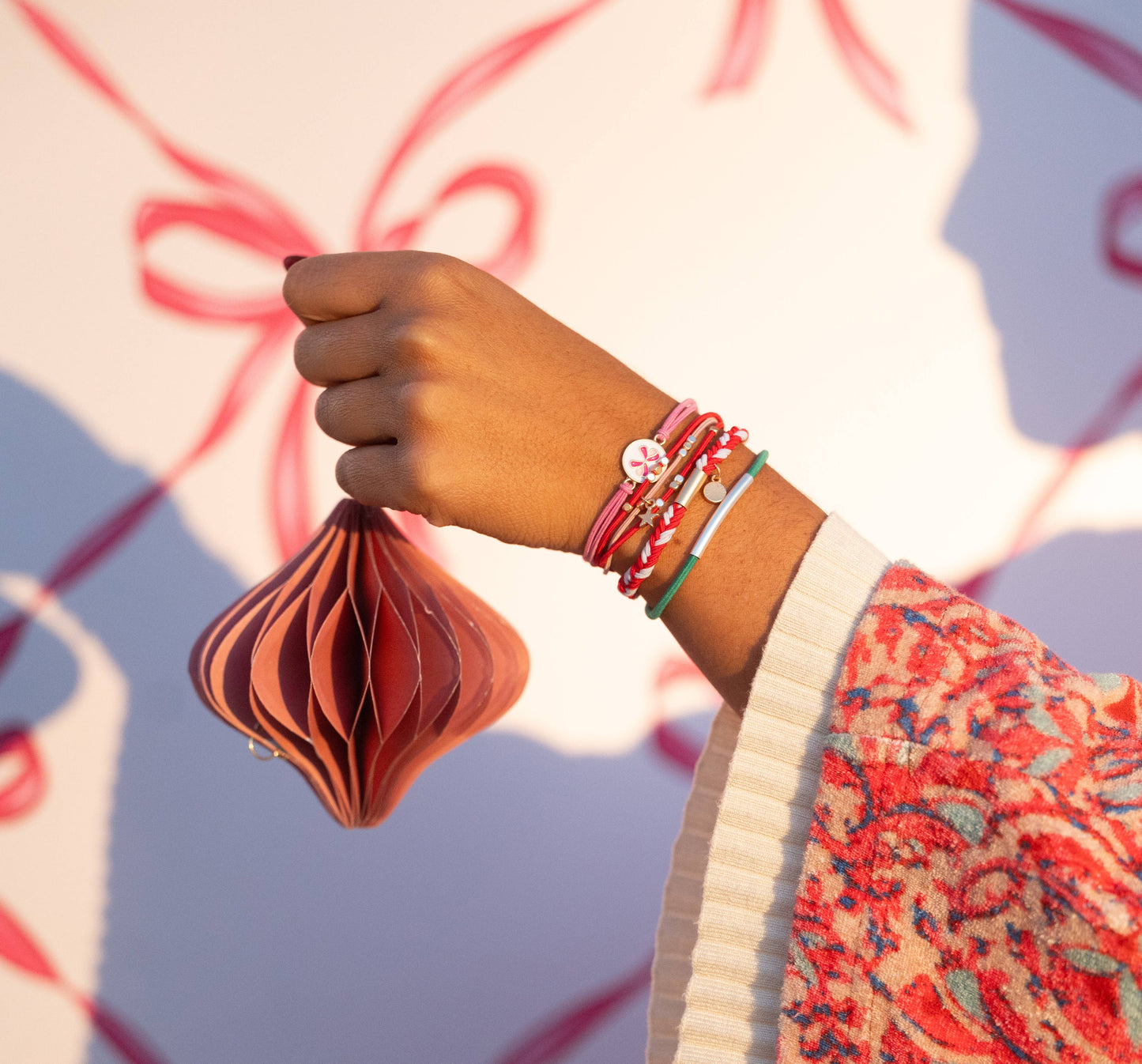 "Joy" Holiday Bow Hair Tie Bracelets: Small